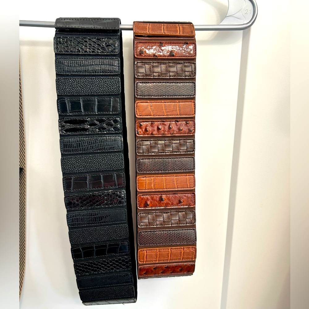 Set of 2 W by Worth Stretch Textured Belts -Size XP and S